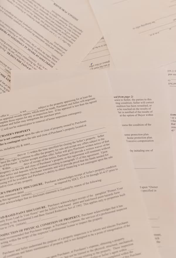 Stack of legal and property disclosure documents
