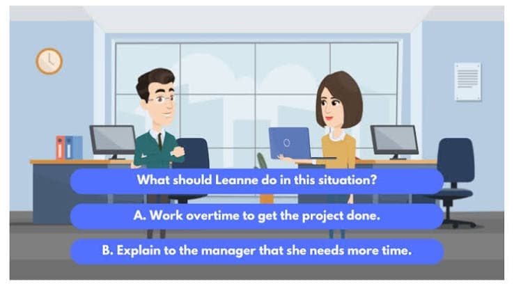 Branching interactive video with multiple-choice prompts
